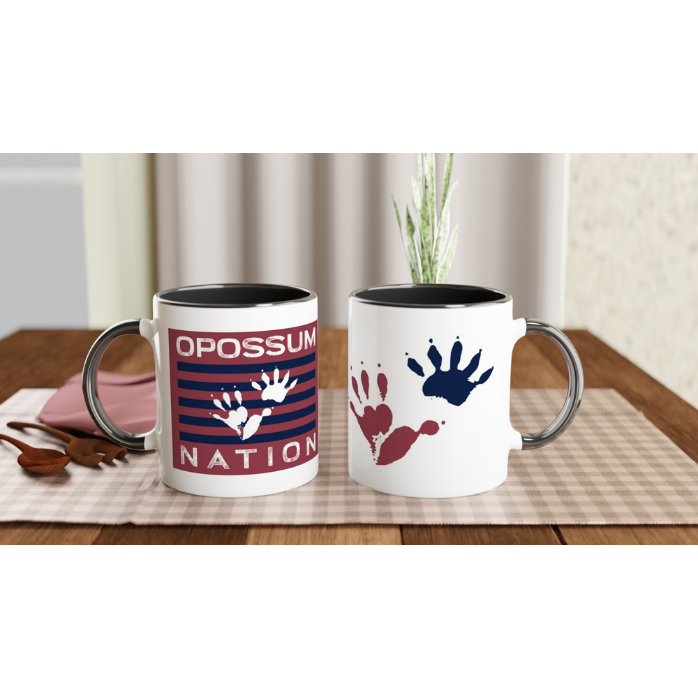 White 11oz Ceramic Mug with Color Inside - Opossum Nation Store