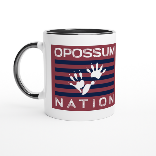 White 11oz Ceramic Mug with Color Inside - Opossum Nation Store