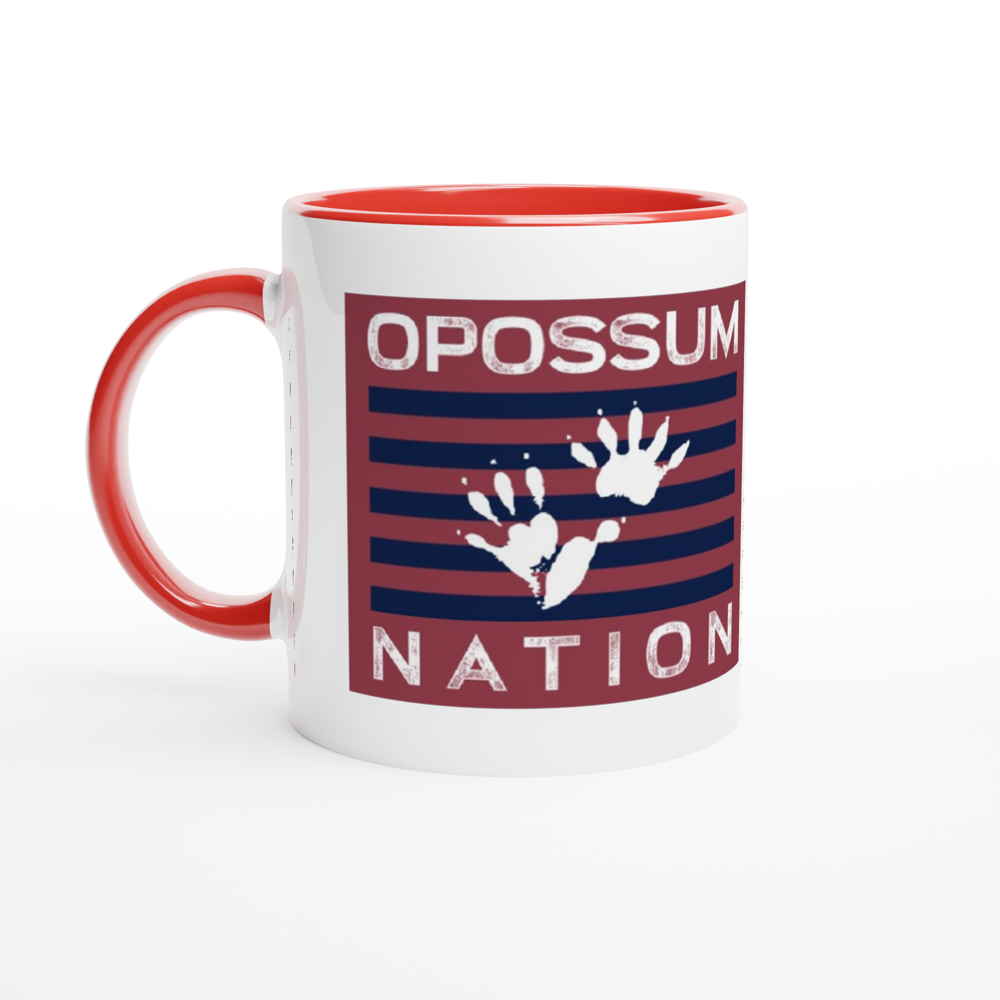 White 11oz Ceramic Mug with Color Inside - Opossum Nation Store