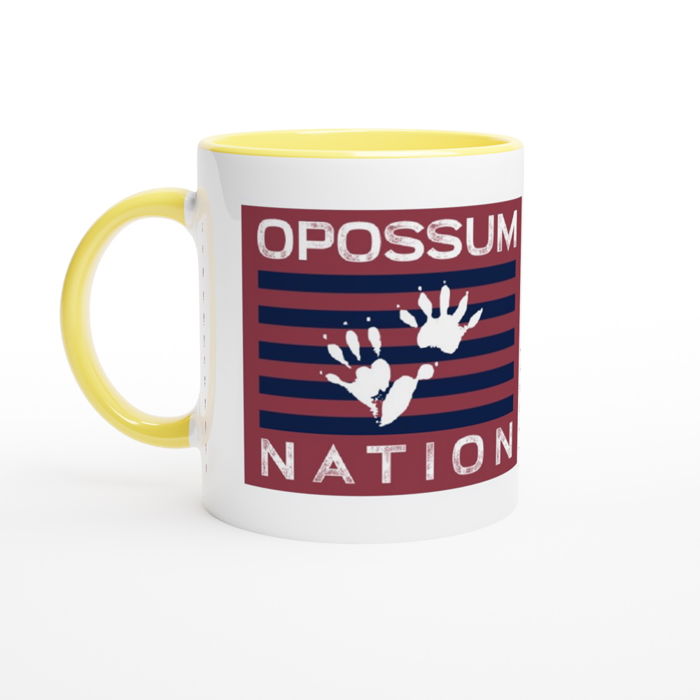 White 11oz Ceramic Mug with Color Inside - Opossum Nation Store