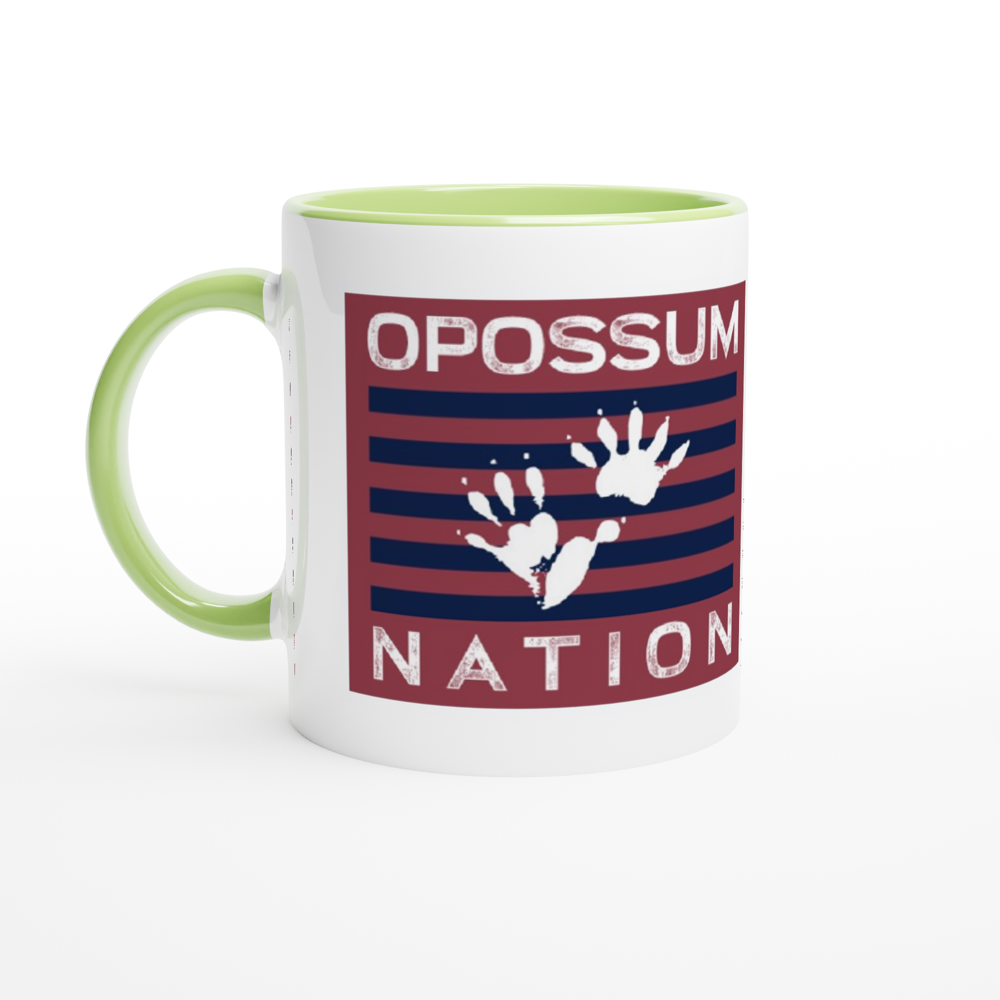 White 11oz Ceramic Mug with Color Inside - Opossum Nation Store