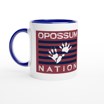 White 11oz Ceramic Mug with Color Inside - Opossum Nation Store